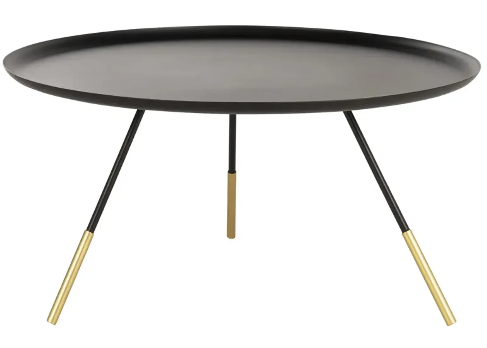 Scarlett Coffee Table with Metal Gold Cap in Black by Safavieh