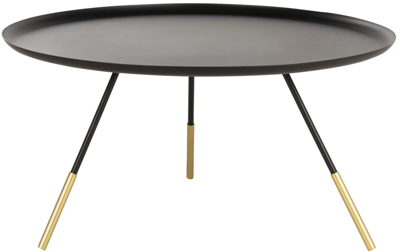 Scarlett Coffee Table with Metal Gold Cap in Black by Safavieh