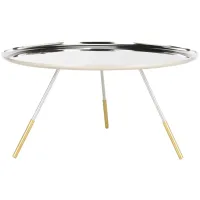 Scarlett Coffee Table with Metal Gold Cap in Silver by Safavieh