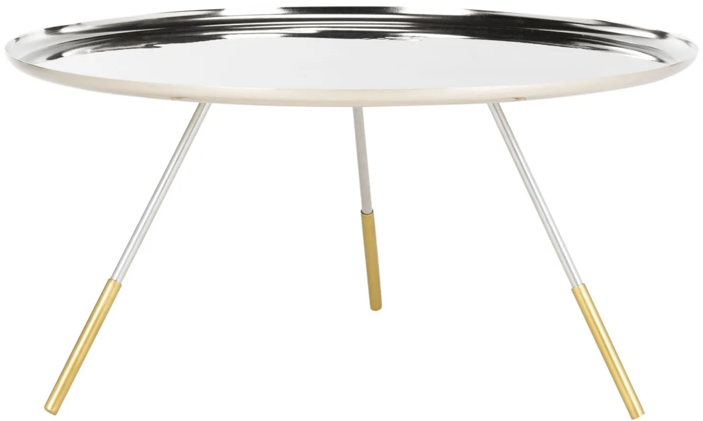 Scarlett Coffee Table with Metal Gold Cap in Silver by Safavieh