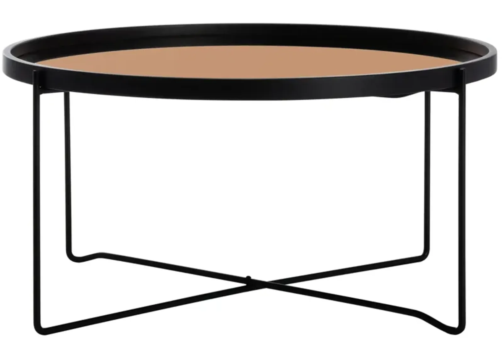 Tilly Round Tray Top Coffee Table in Rose Gold by Safavieh