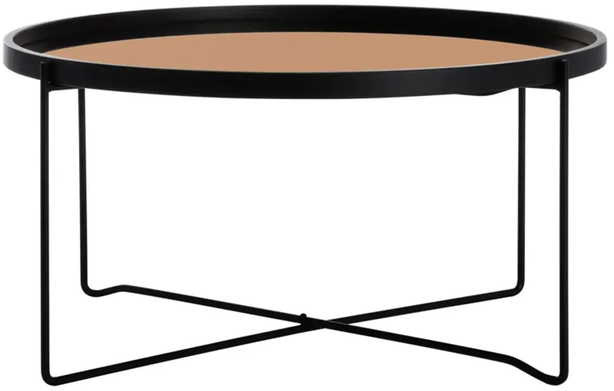 Tilly Round Tray Top Coffee Table in Rose Gold by Safavieh