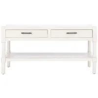 Vernice 2 Drawer Coffee Table in Distressed White by Safavieh