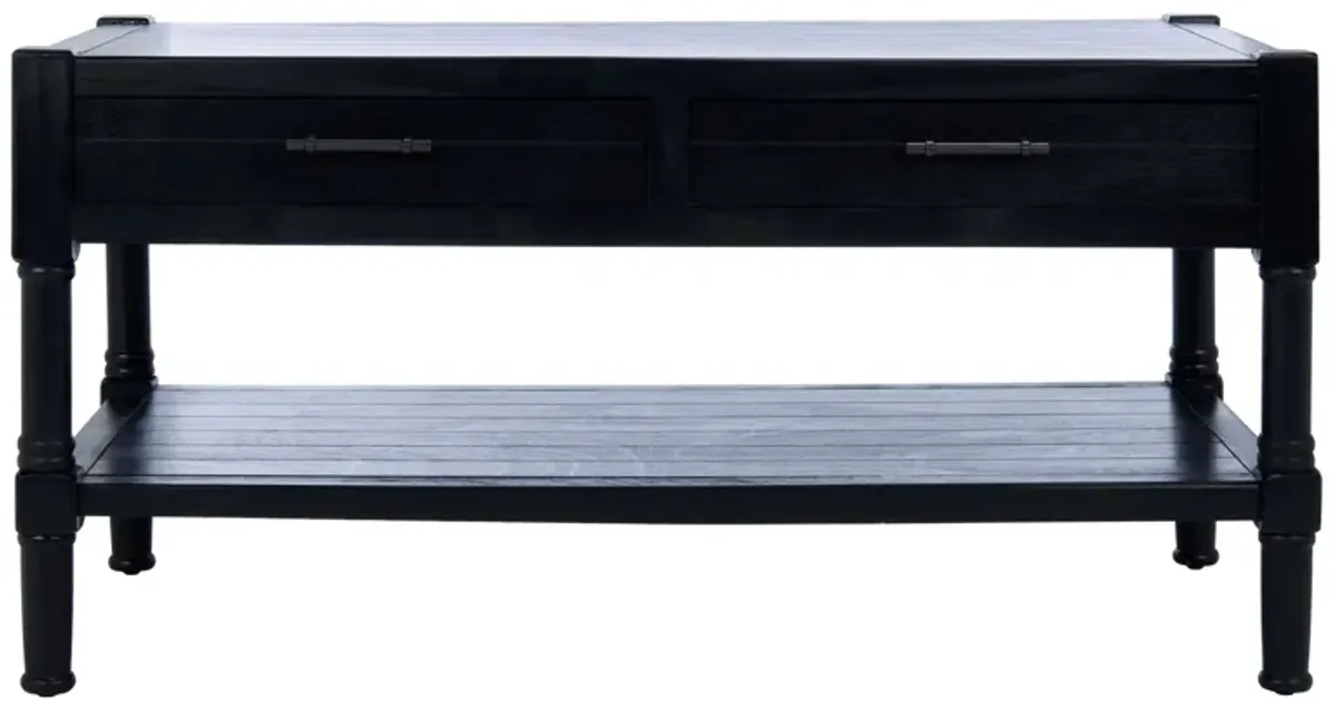 Vernice 2 Drawer Coffee Table in Black by Safavieh