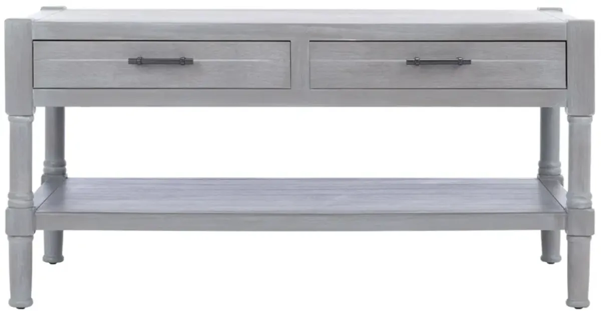 Vernice 2 Drawer Coffee Table in White Washed Gray by Safavieh