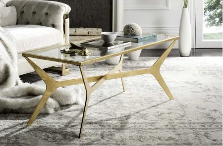 Vivian Gold Leaf Coffee Table in Gold by Safavieh