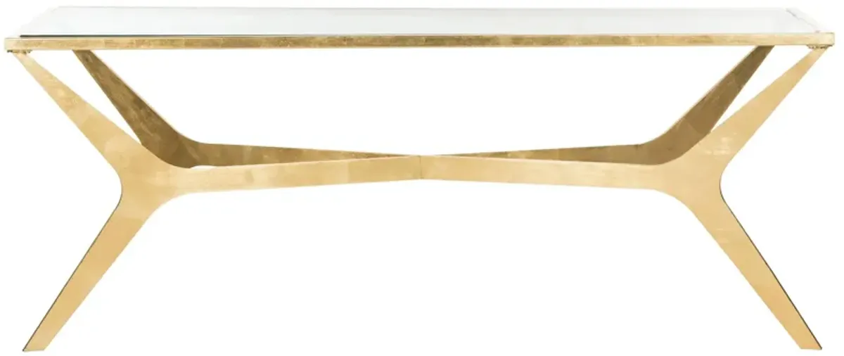 Vivian Gold Leaf Coffee Table in Gold by Safavieh