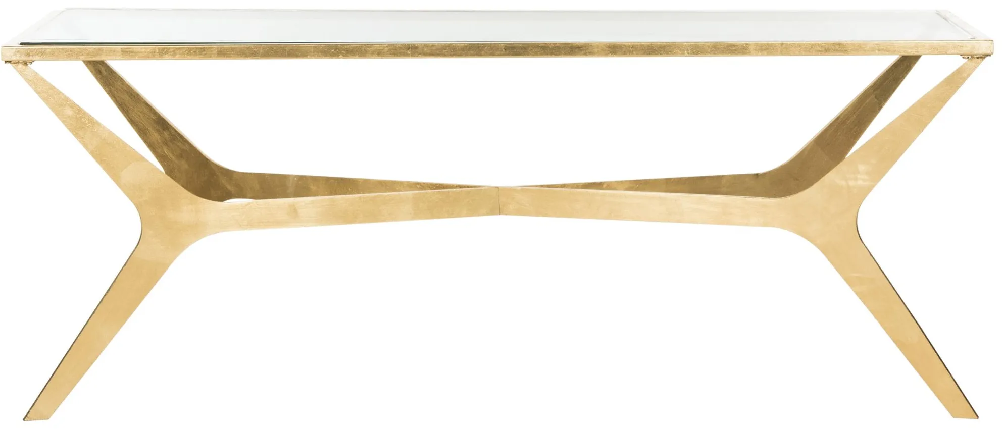 Vivian Gold Leaf Coffee Table in Gold by Safavieh