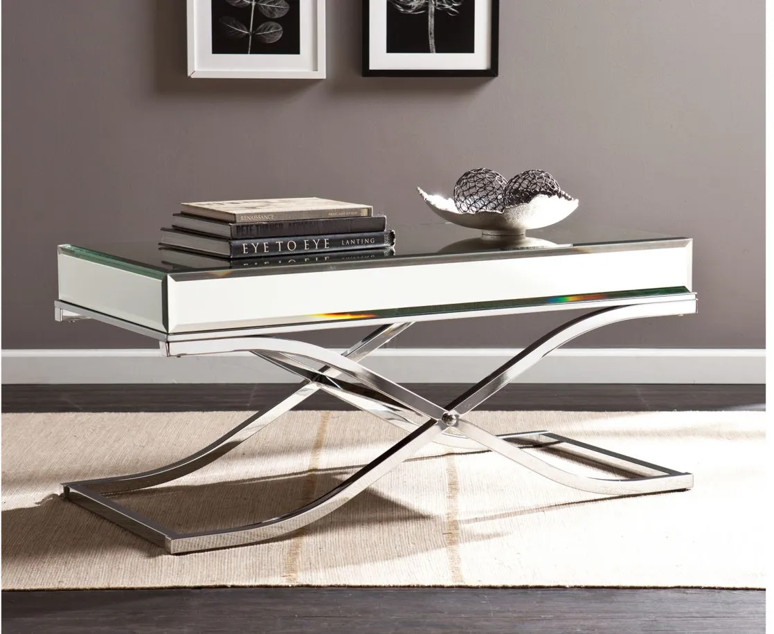 Farrell Chrome/Mirror Cocktail Table in Silver by SEI Furniture