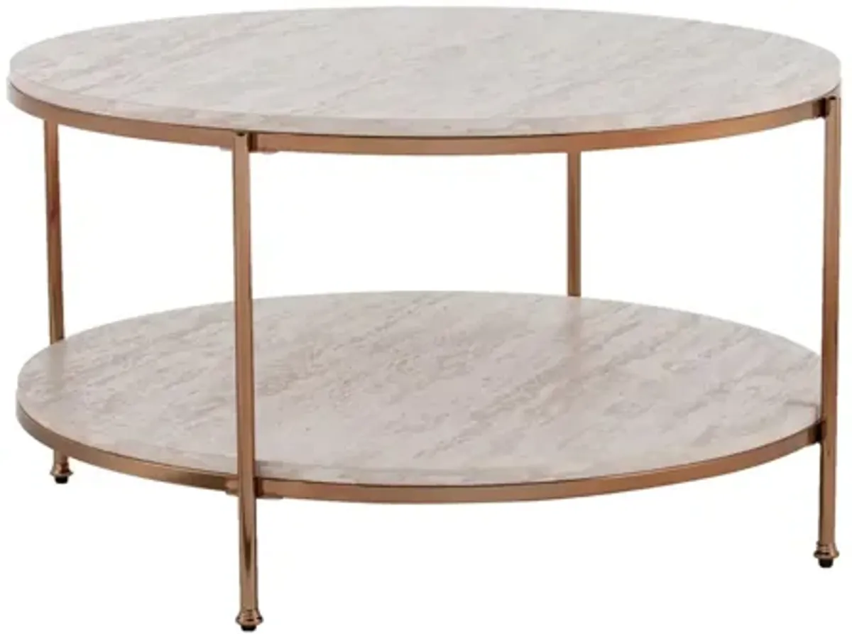 Canavan Round Faux Marble Cocktail Table