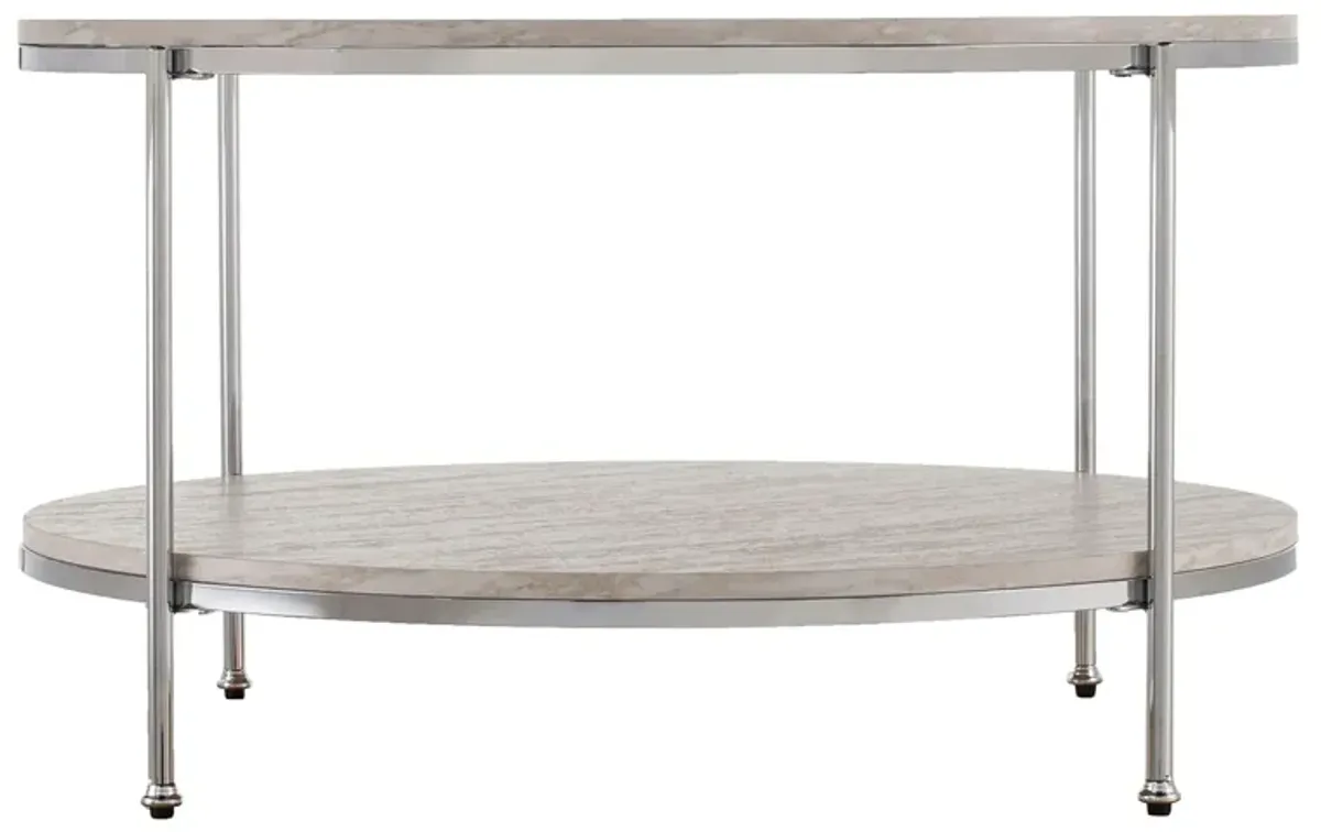 Camille Round Faux Marble Cocktail Table in Chrome by SEI Furniture