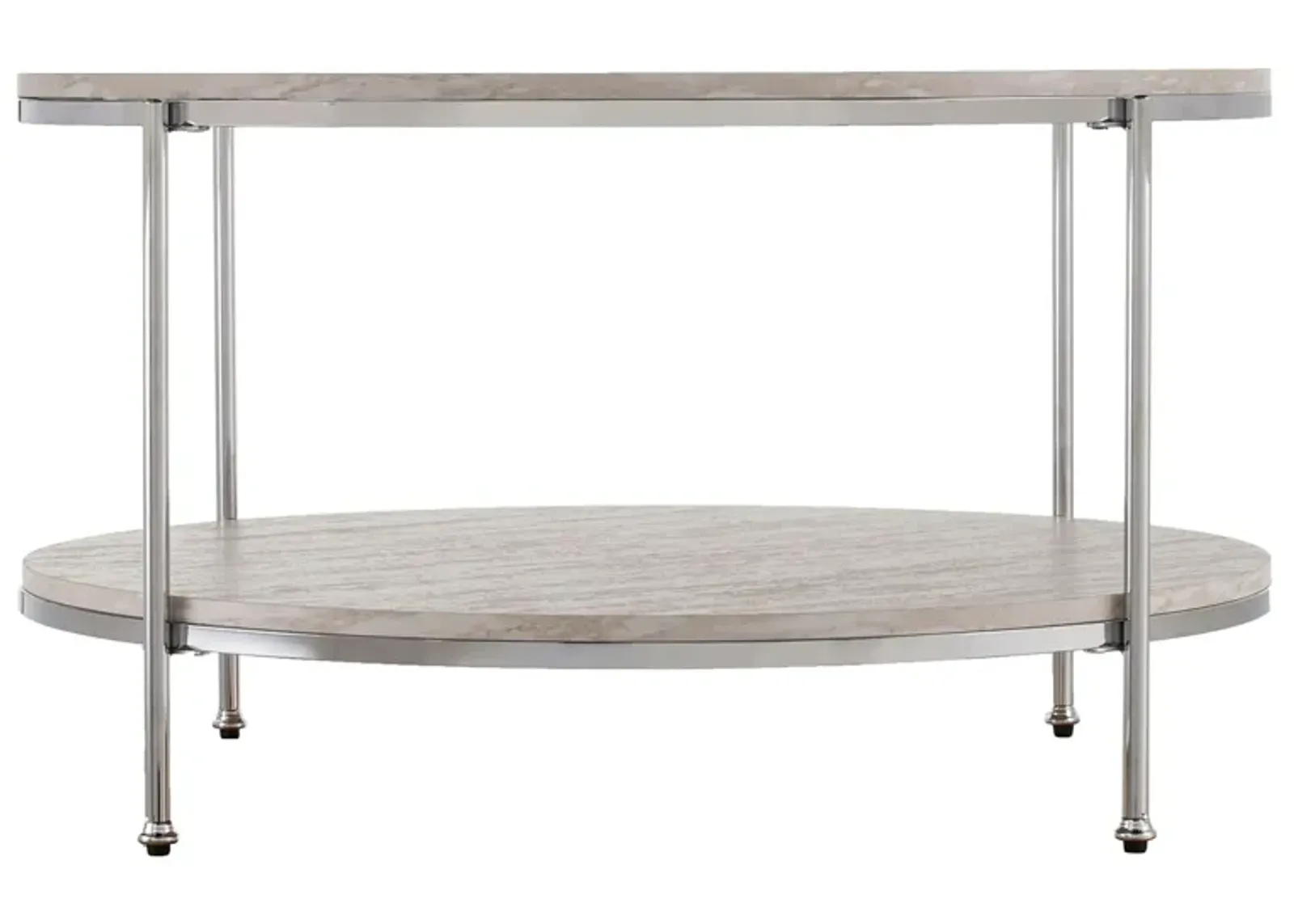 Camille Round Faux Marble Cocktail Table in Chrome by SEI Furniture