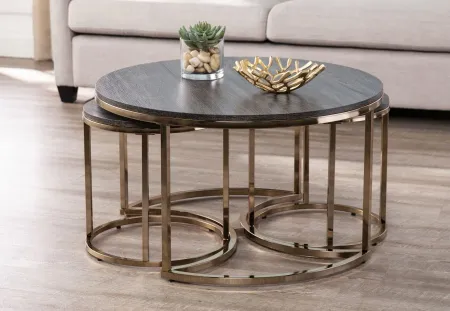 Caufield 3Pc Nesting Cocktail Table Set in Champagne by SEI Furniture