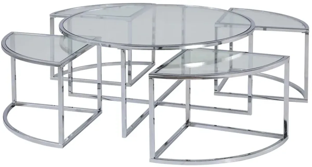 Hanbrook Cocktail Table Set in Clear by Chintaly Imports