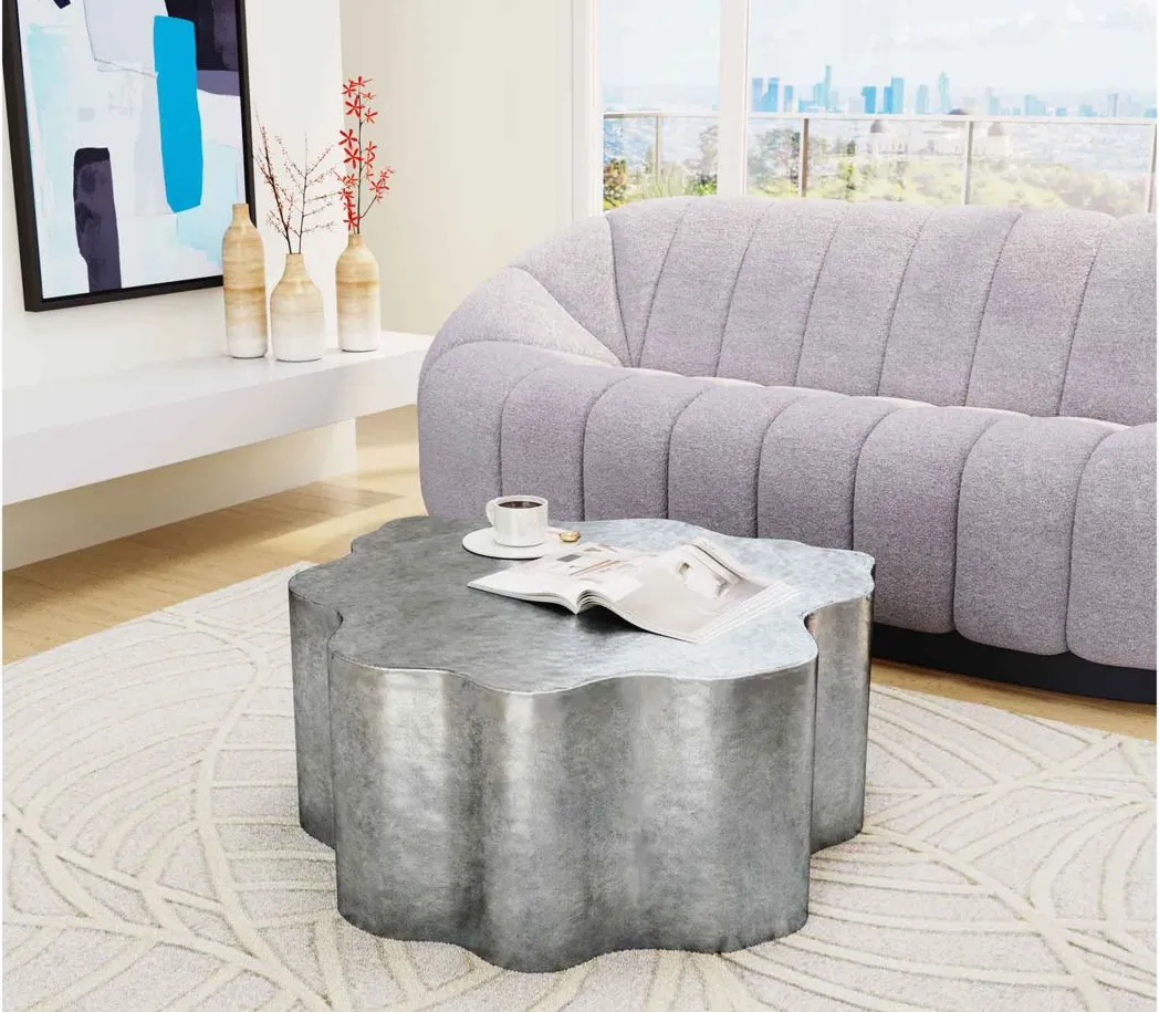 Kortha Coffee Table in Antique Silver by Zuo Modern