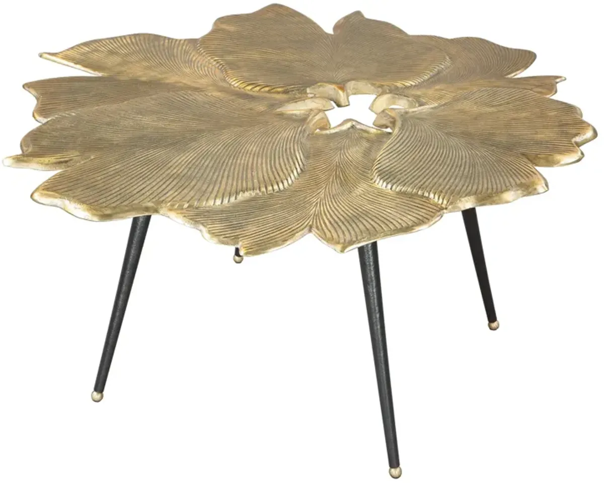 Gingko Coffee Table in Antique Brass, Black, Gold by Zuo Modern