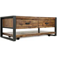 Loftworks Coffee Table with Drawers in Warm Brown & Steel by Jofran