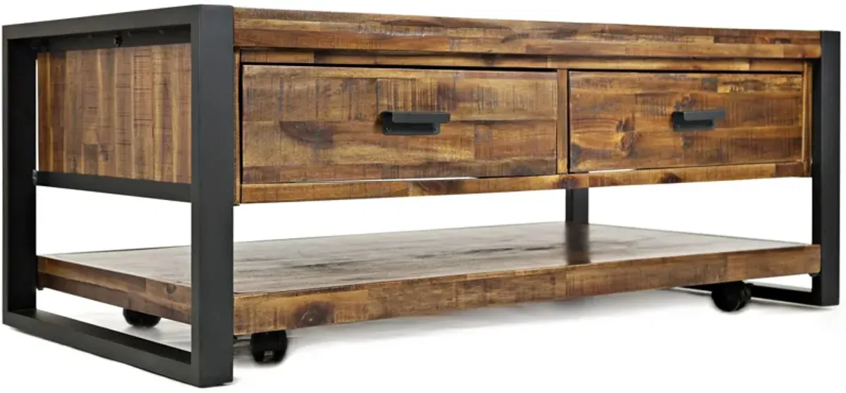 Loftworks Coffee Table with Drawers in Warm Brown & Steel by Jofran