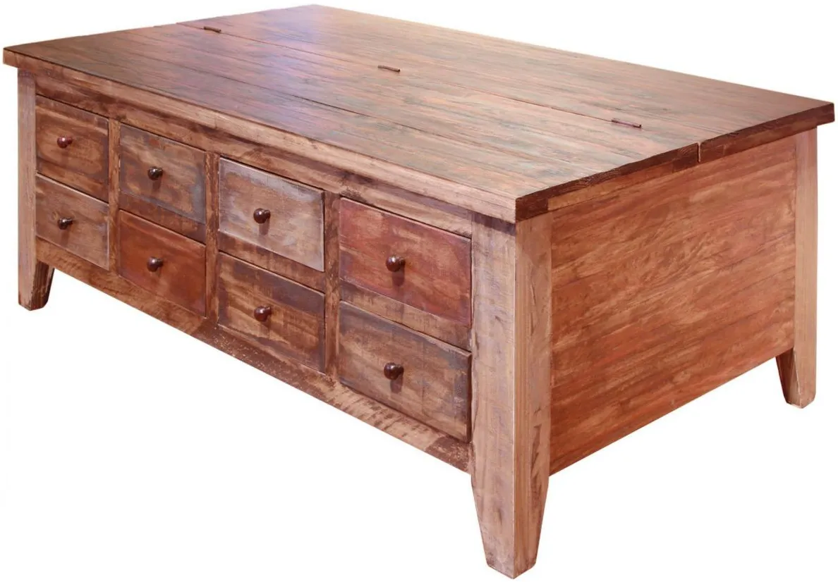 Antique Rectangular Coffee Table in Antique Multicolor by International Furniture Direct