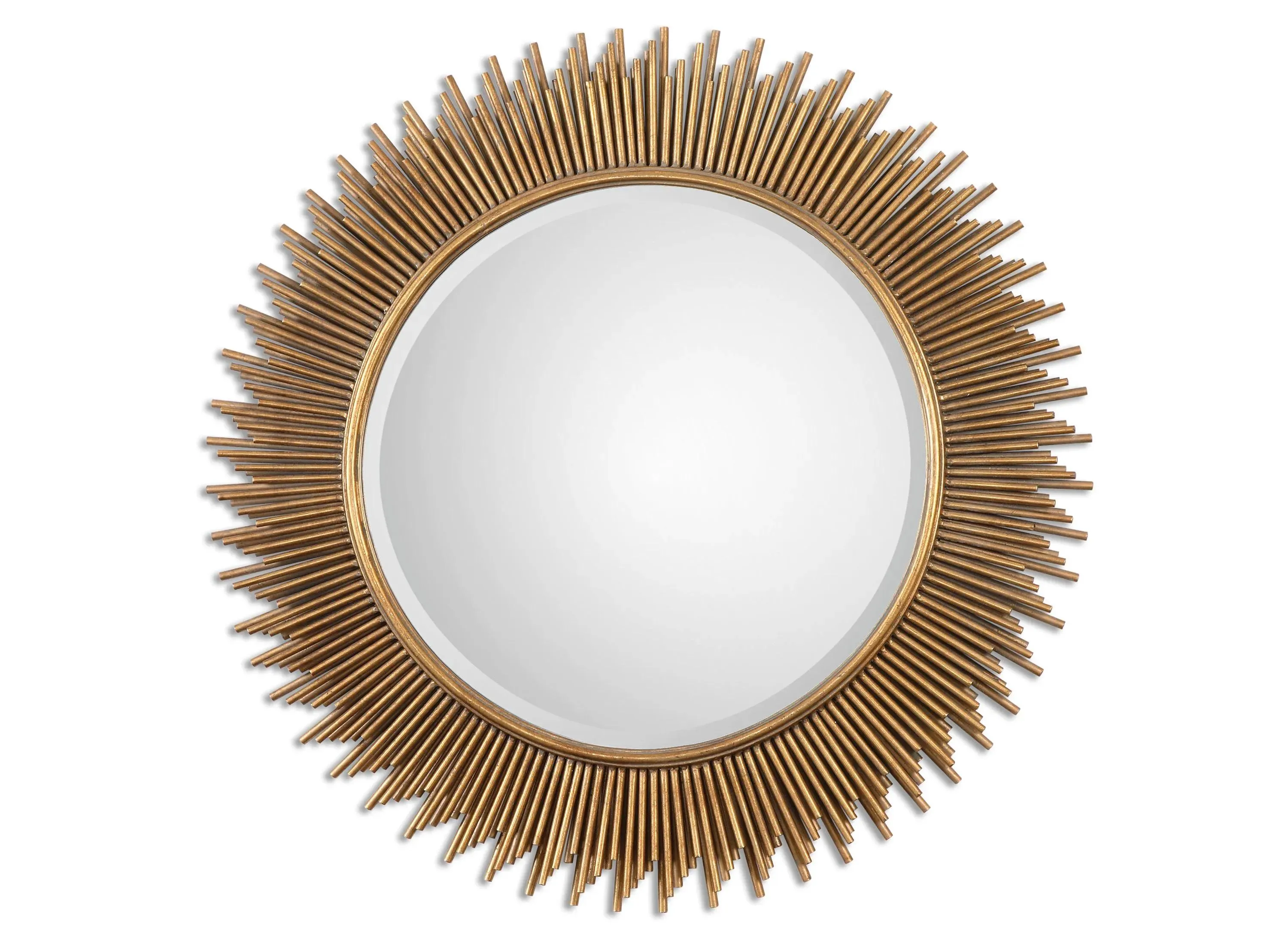 Marlo Round Wall Mirror in Antiqued Gold Leaf by Uttermost