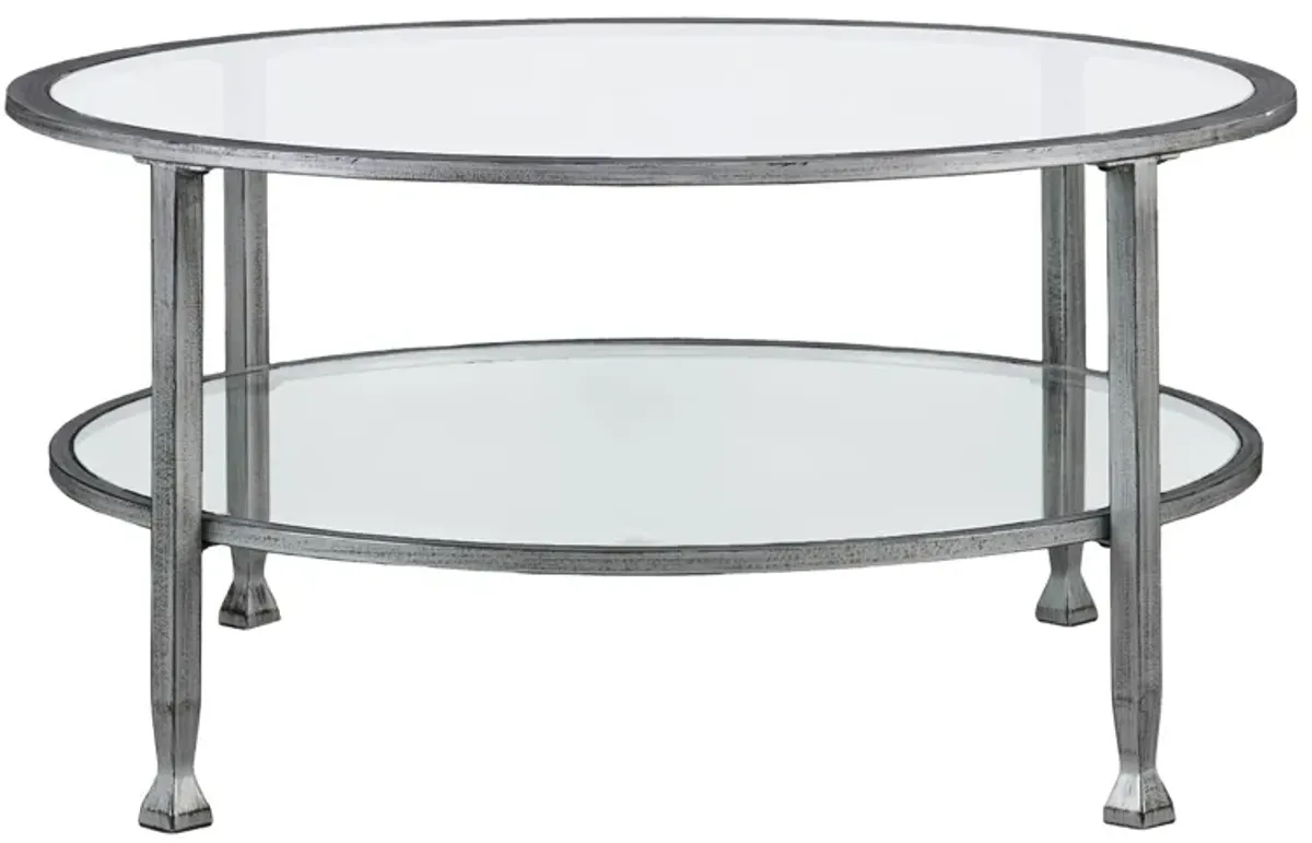 Bexley Metal/Glass Round Cocktail Table in Silver by SEI Furniture