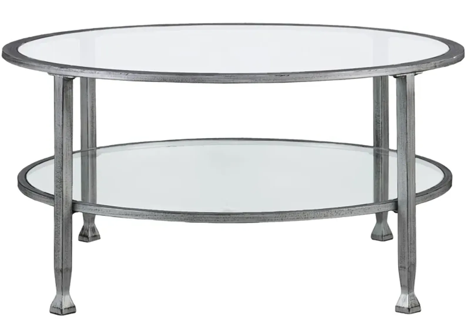 Bexley Metal/Glass Round Cocktail Table in Silver by SEI Furniture