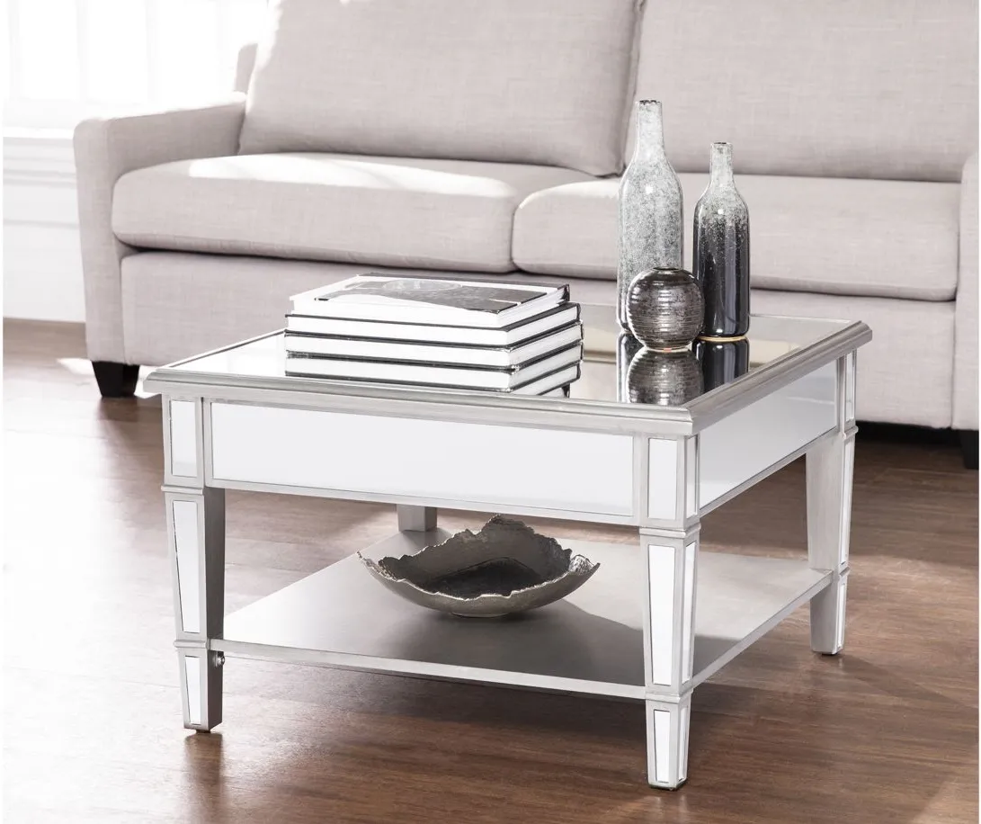 Bromley Mirrored Square Cocktail Table in Silver by SEI Furniture