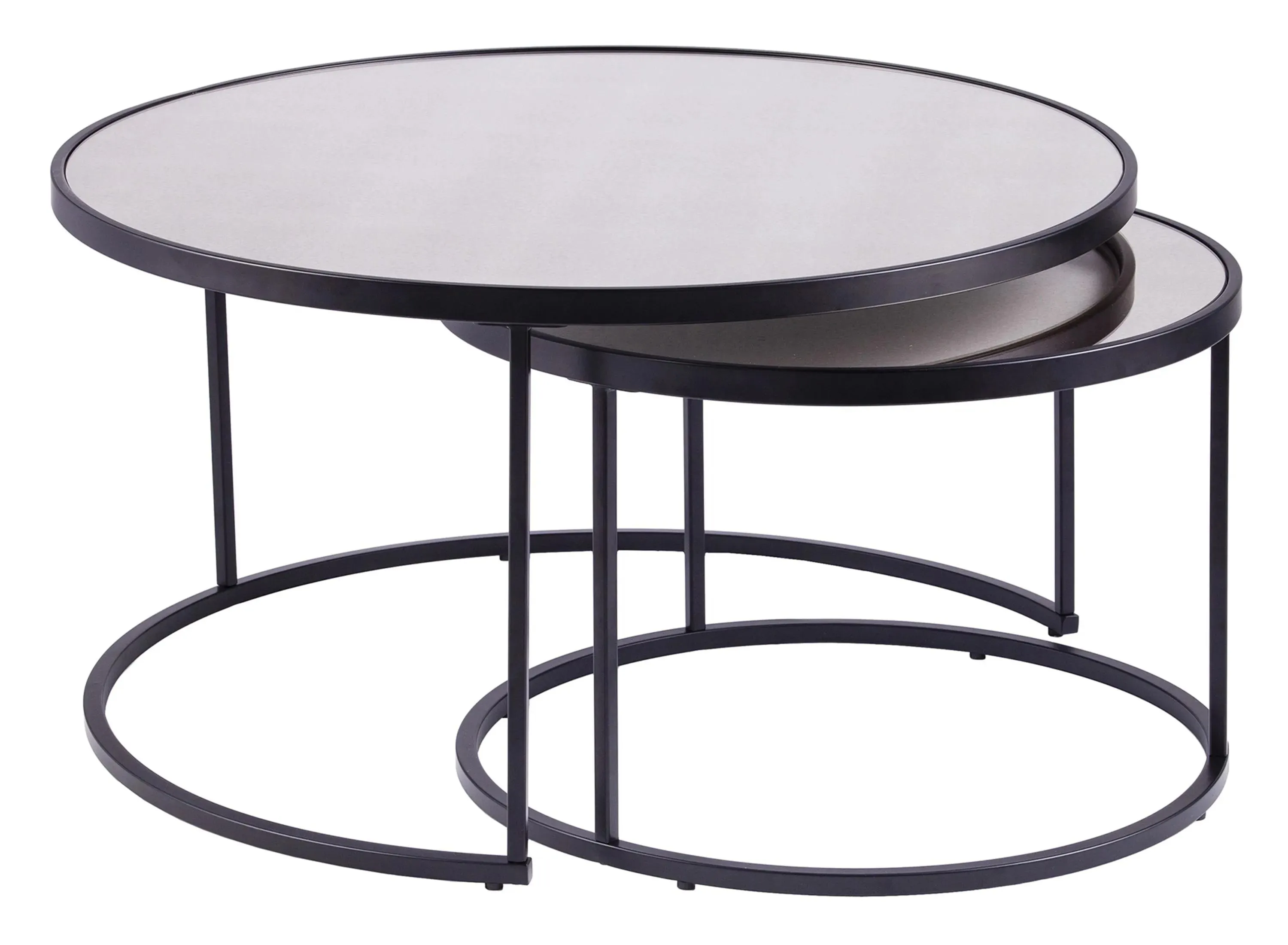 Vannes 2-pc. Round Nesting Cocktail Table Set in Silver by SEI Furniture