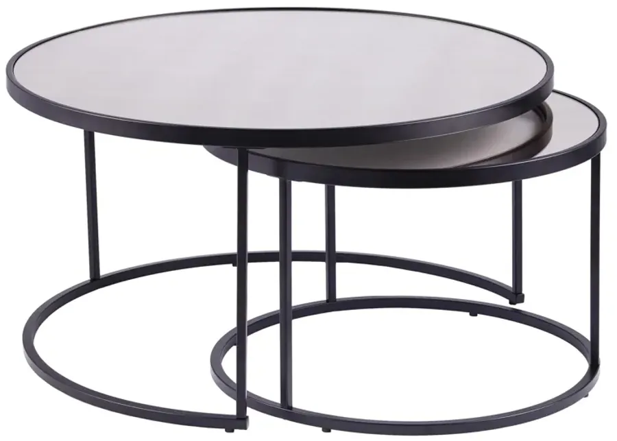 Vannes 2Pc Round Nesting Cocktail Table Set in Silver by SEI Furniture