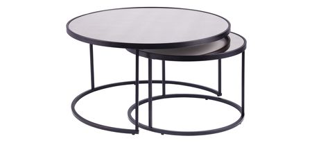 Vannes 2Pc Round Nesting Cocktail Table Set in Silver by SEI Furniture