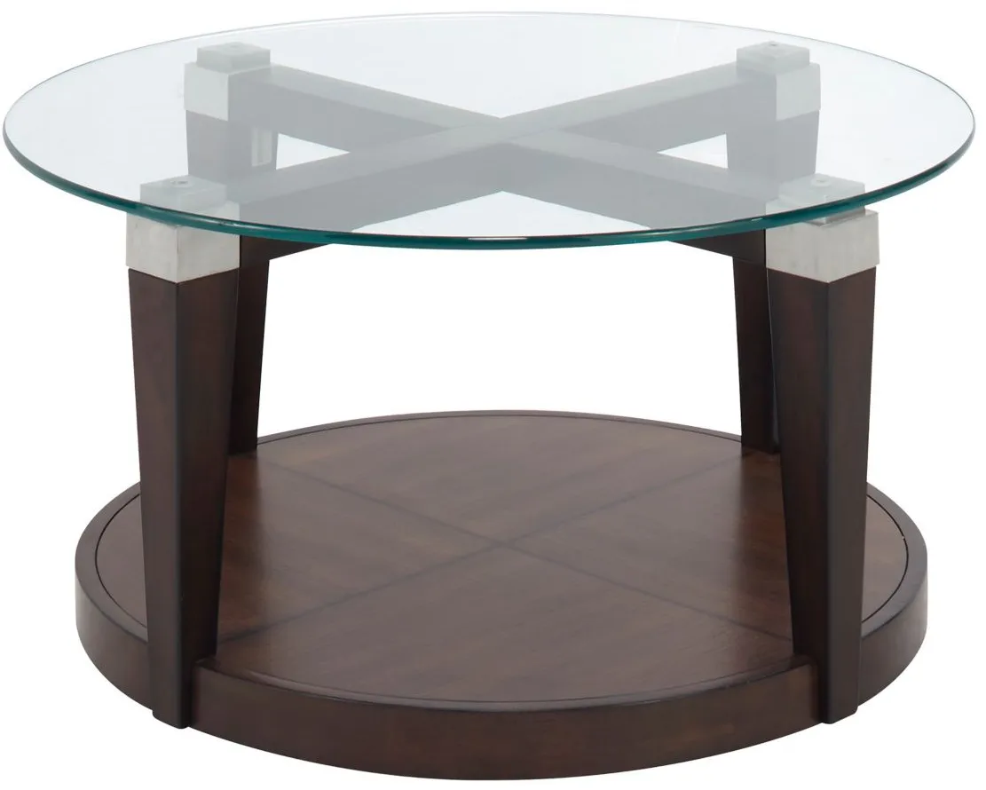 Dunhill Round Cocktail Table in Cappuccino by Bassett Mirror Co.