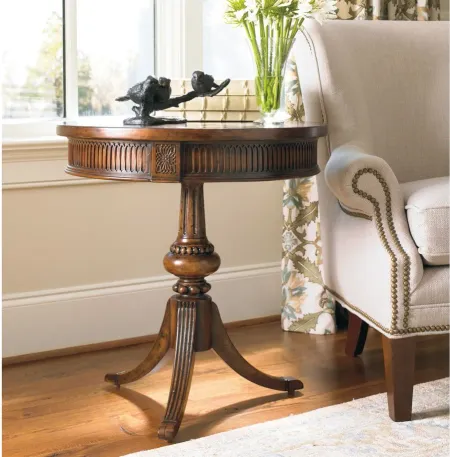 Corey Round Pedestal Accent Table in Medium Wood by Hooker Furniture