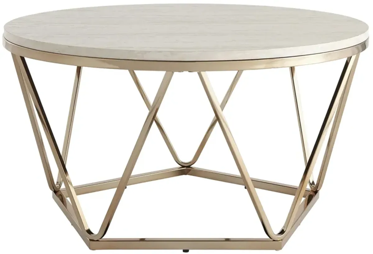 Bideford Round Faux Marble Cocktail Table in Champagne by SEI Furniture