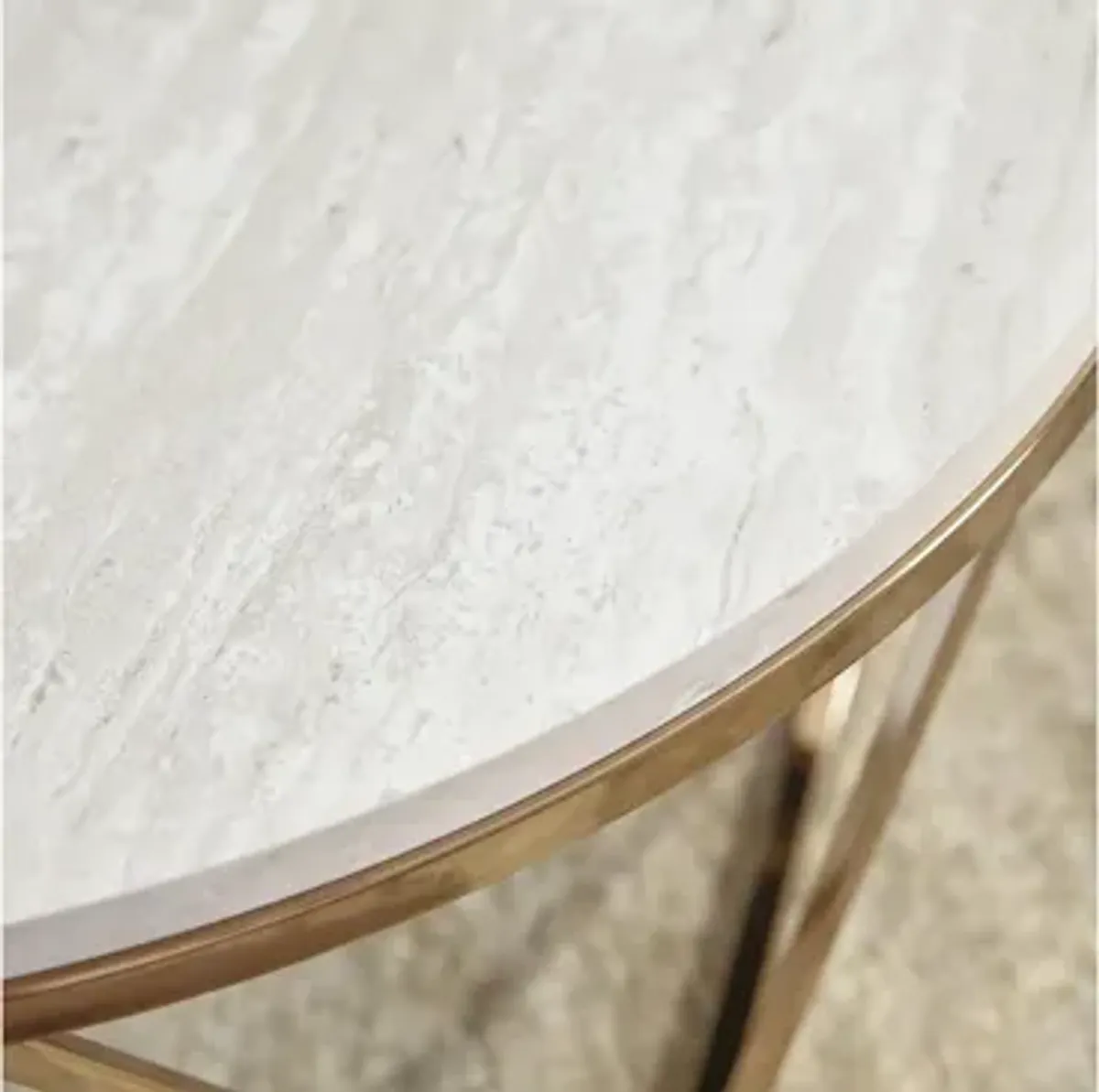 Bideford Round Faux Marble Cocktail Table