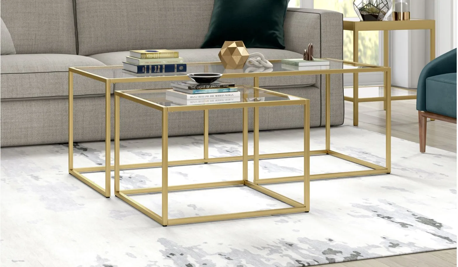 Kennedy Coffee Table in Brass by Hudson & Canal