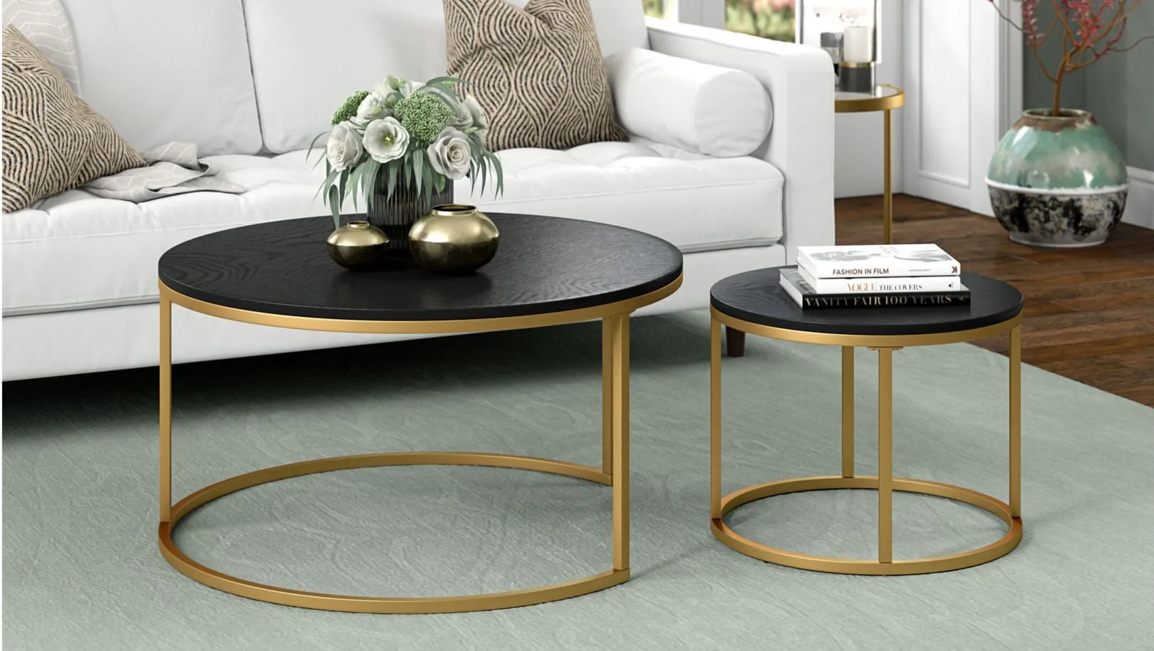 Kay Coffee Tables in Gold;Black Grain by Hudson & Canal