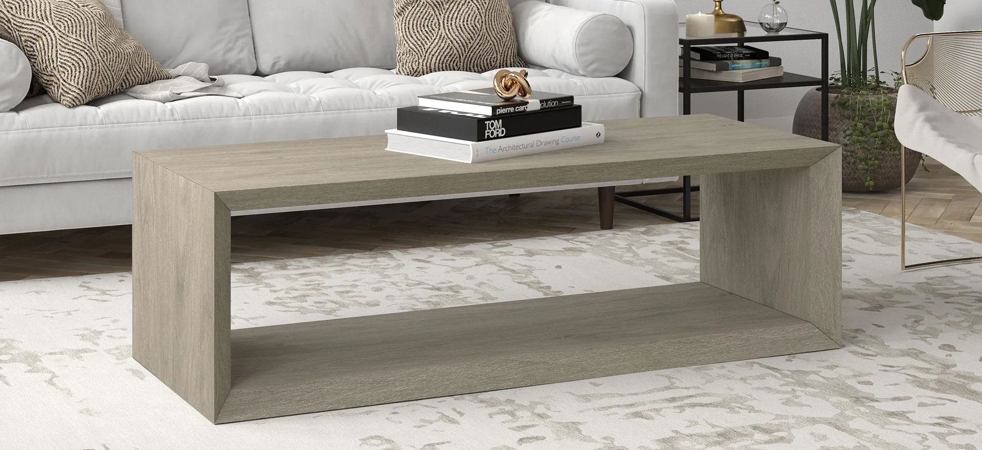 Osmond Coffee Table in Antiqued Gray Oak by Hudson & Canal