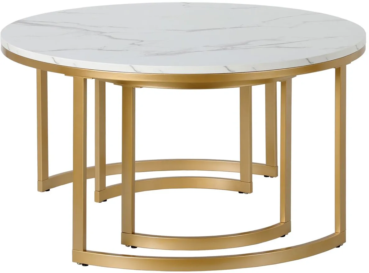 Mitera Coffee Tables in Brass;Faux Marble by Hudson & Canal