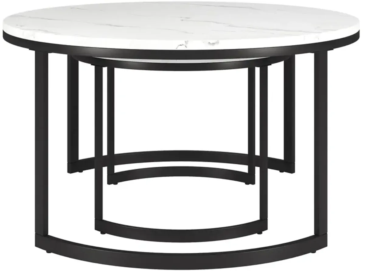 Mitera Coffee Tables in Blackened Bronze;Faux Marble by Hudson & Canal