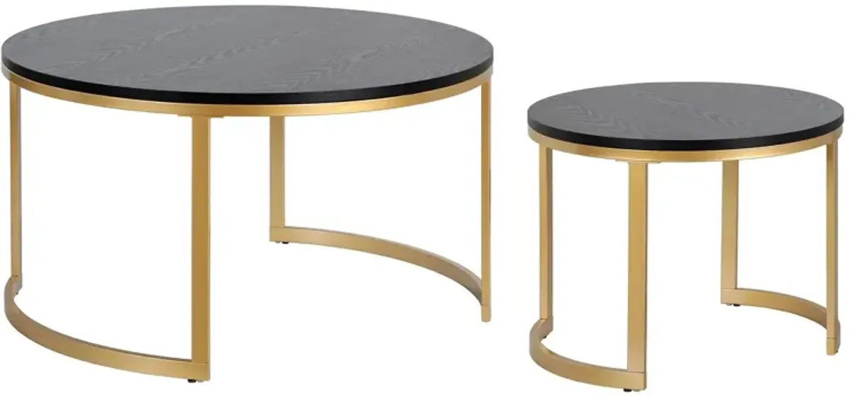 Mitera Coffee Tables in Brass;Black Grain by Hudson & Canal