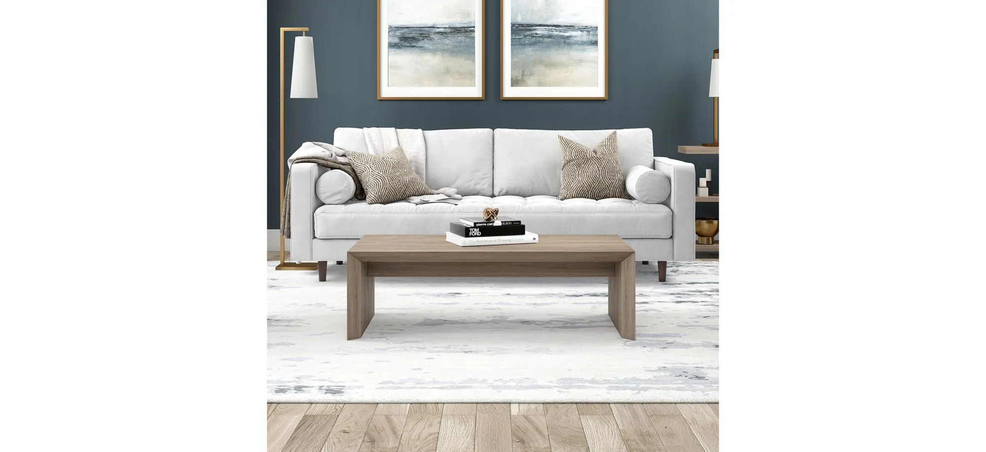 Oswin Coffee Table in Antiqued Gray Oak by Hudson & Canal