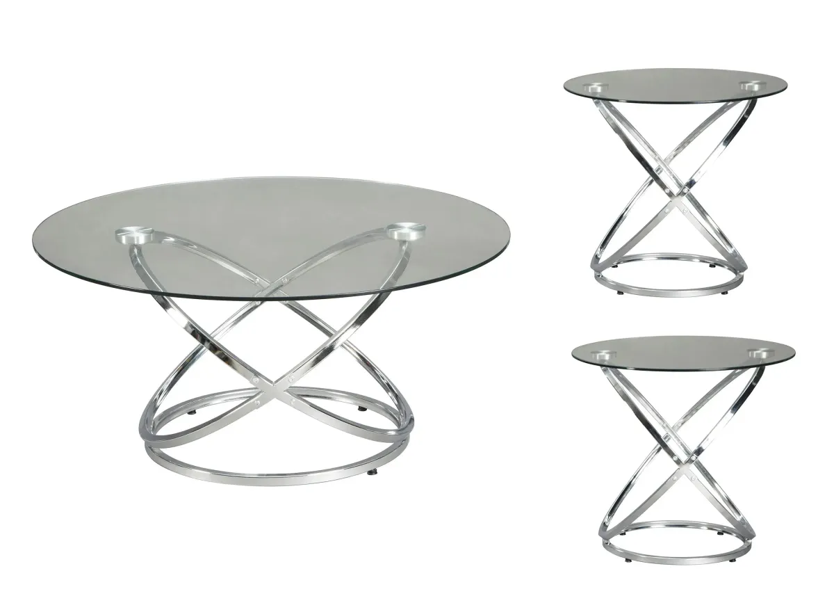 Wadeville 3-pc. Table Set in Chrome by Ashley Furniture