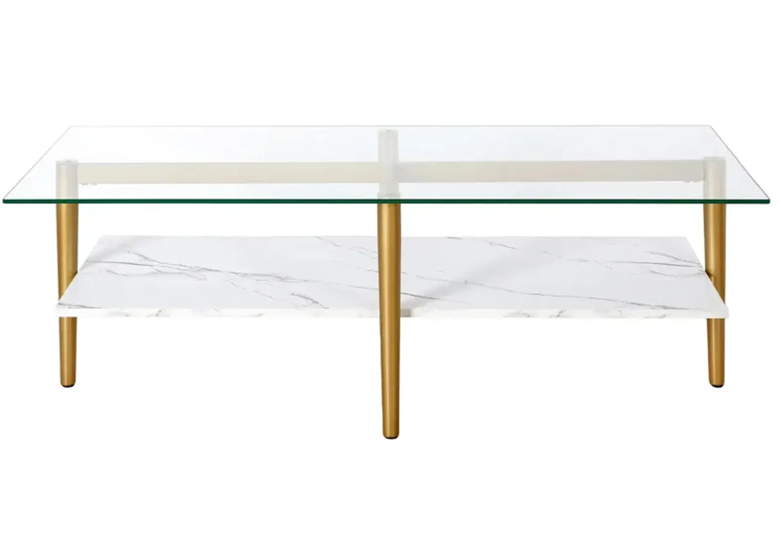 Upton Coffee Table in Brass/Faux Marble by Hudson & Canal