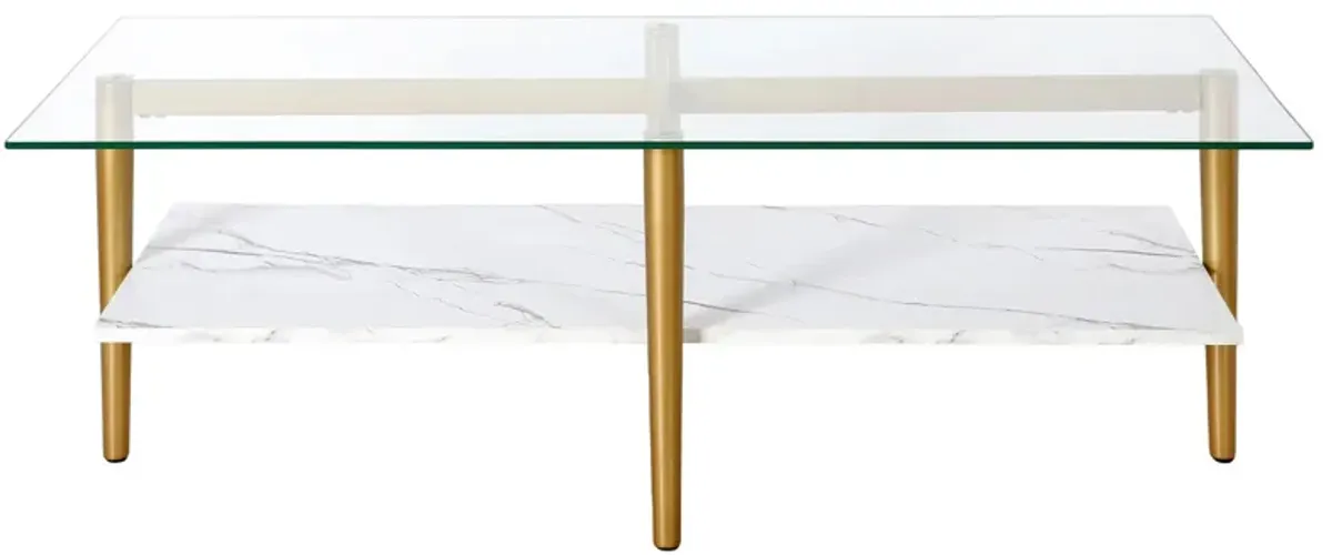 Upton Coffee Table in Brass/Faux Marble by Hudson & Canal