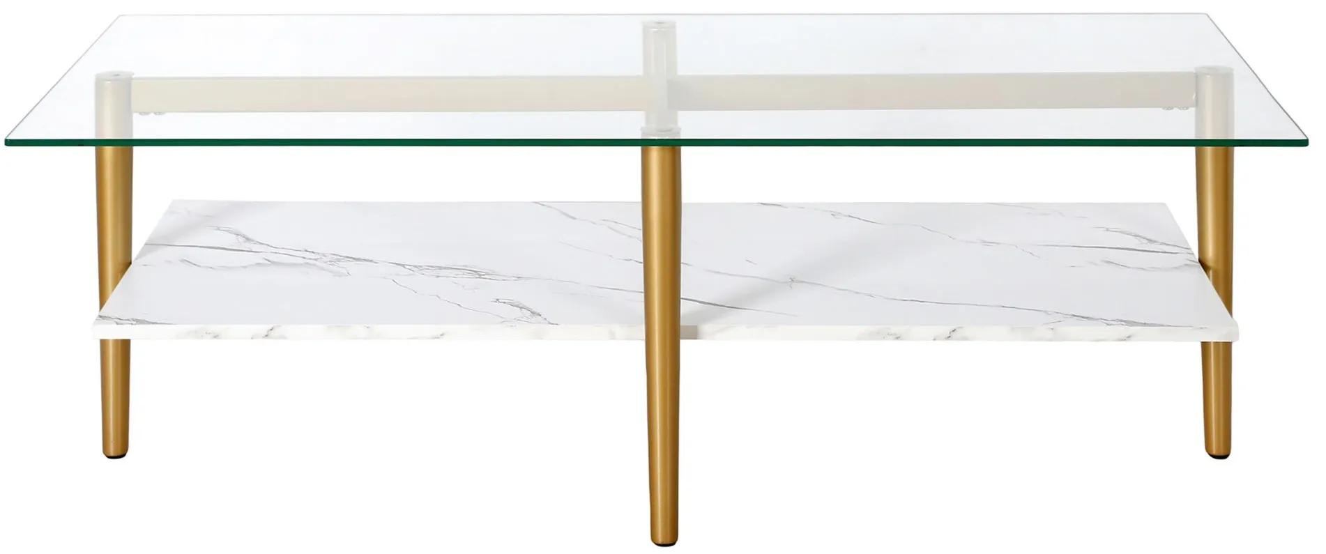 Upton Coffee Table in Brass/Faux Marble by Hudson & Canal