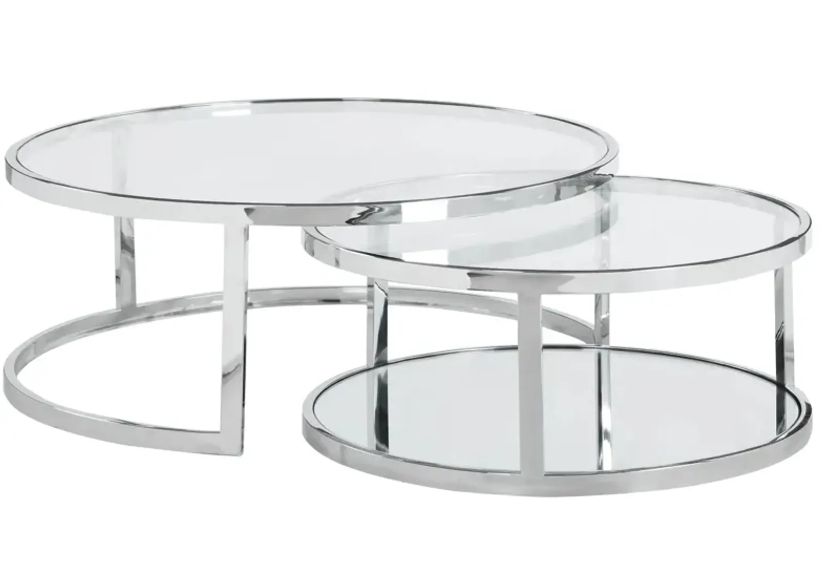 Shirley Nesting Cocktail Table Set in Polished SS/Clear by Chintaly Imports