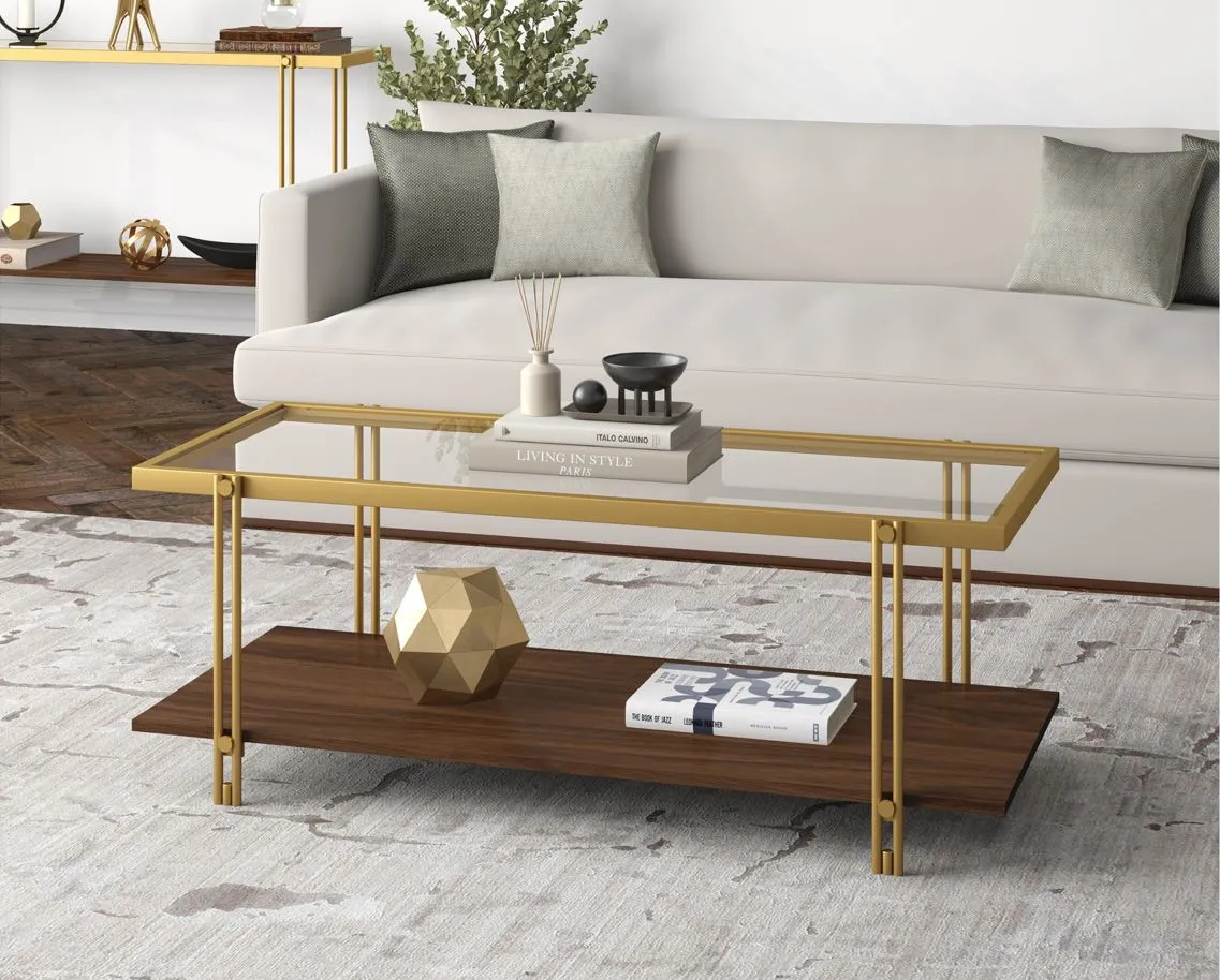 Driscoll Coffee Table in Brass/Walnut by Hudson & Canal