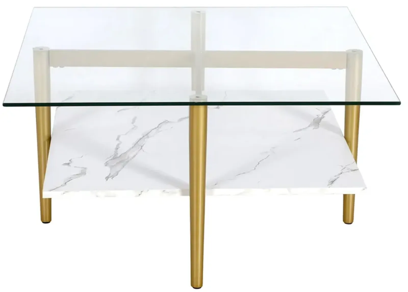 Upton Coffee Table in Brass/Faux Marble by Hudson & Canal