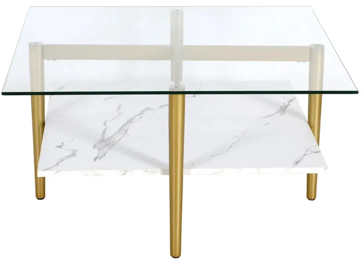 Upton Coffee Table in Brass/Faux Marble by Hudson & Canal