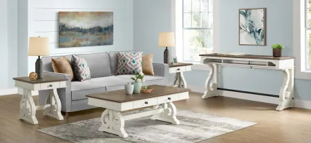 Drake Sofa Bar Table in Rustic White and French Oak by Intercon